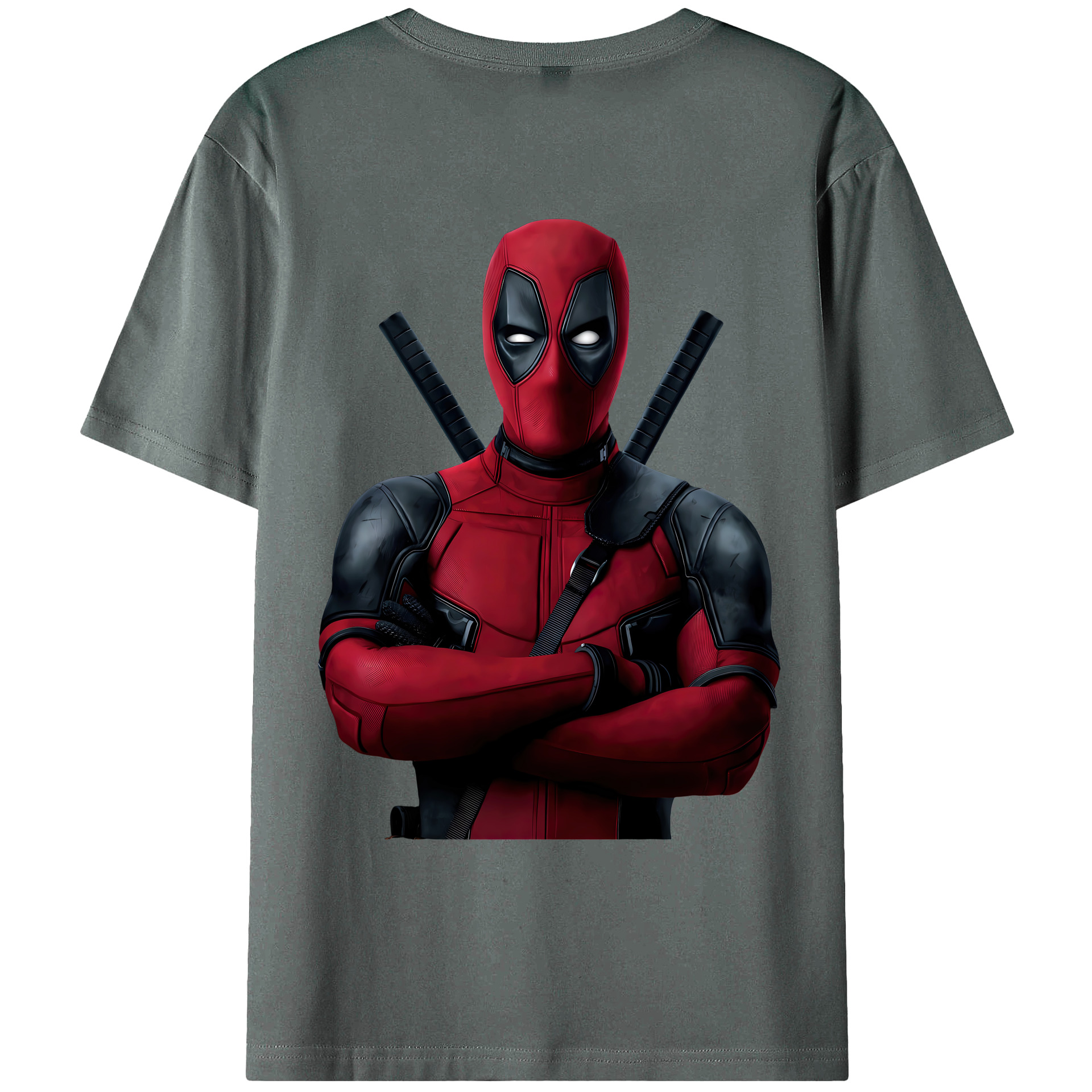 （画像用） Deadpool デッドプール 綿100％ メンズ半袖Tシャツ（バックプリント） 通気性